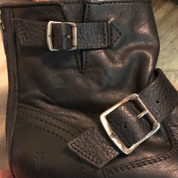 FRYE size 6.5 Tyler Engineer Moto Black Leather Boot Motorcycle Buckle $178 NEW - Picture 10 of 16